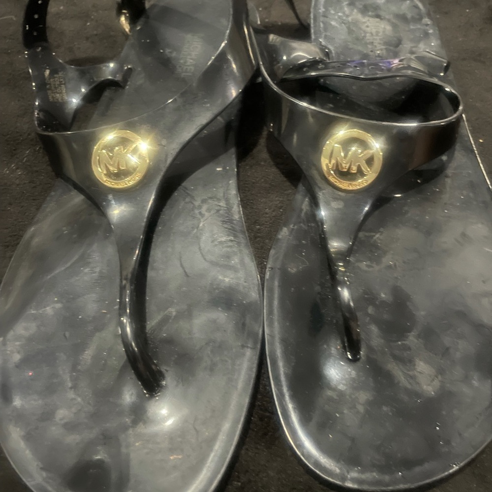 Michael Kors preowned black thong sandals size US 10